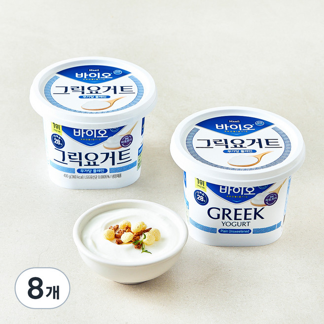 매일바이오 그릭요거트 무가당 플레인, 400g, 8개
