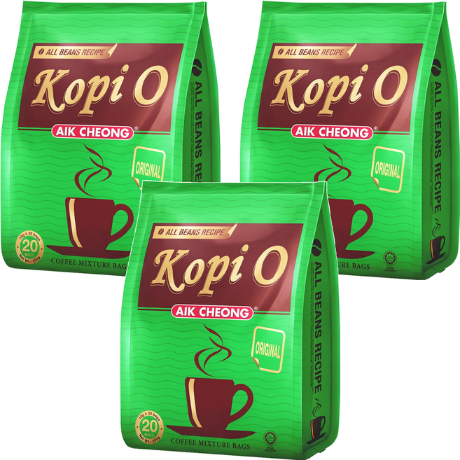 AIK CHEONG 益昌 馬來西亞濾袋式經典咖啡烏 黑咖啡經典原味, 10g, 20包, 3袋