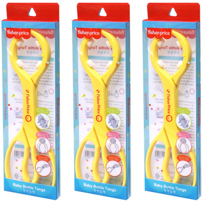 피셔프라이스 다용도 젖병집게, 3개, 옐로우