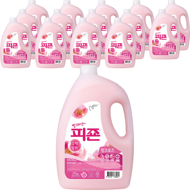 피죤 레귤러 섬유유연제 핑크로즈 본품, 3L, 15개