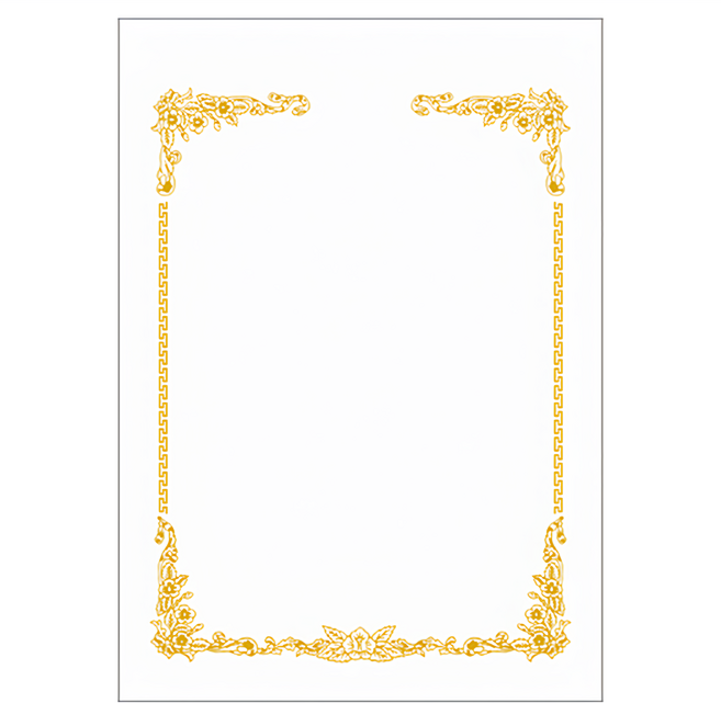 WOOJIN 燙金邊獎狀紙 300 RoyalG10, 白色, 1個