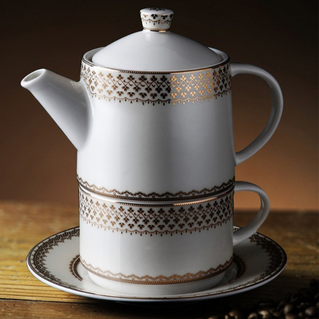 ZEN 아일렛 티포원세트 4p, 1세트, 티팟 + 컵 + 소서 + 필터