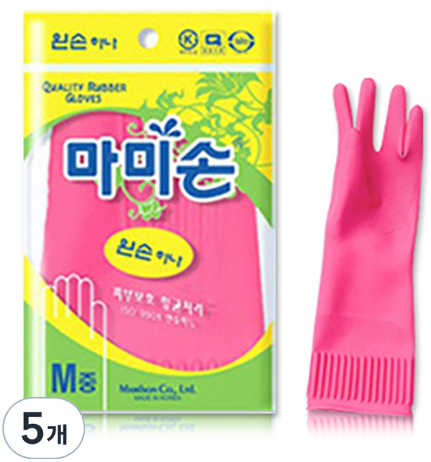 마미손 고무장갑 왼손만 하나, 중(M), 5개