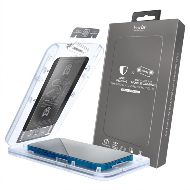 HODA 好貼 太空膜 螢幕保護貼 2.5D滿版 防窺鋼化玻璃 iPhone 16 Pro 0.33mm 9H Anti-fingerprint 滿版黑