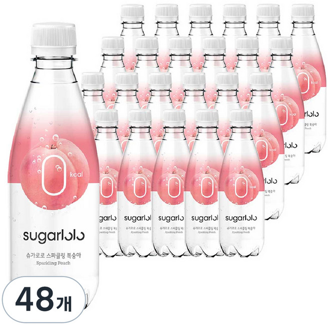 인테이크 슈가로로 스파클링 복숭아, 350ml, 48개