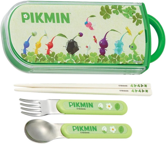 Skater 抗菌兒童3合1餐具組, 皮克敏, 筷子 + 叉子 + 湯匙 + 筷盒, 1組