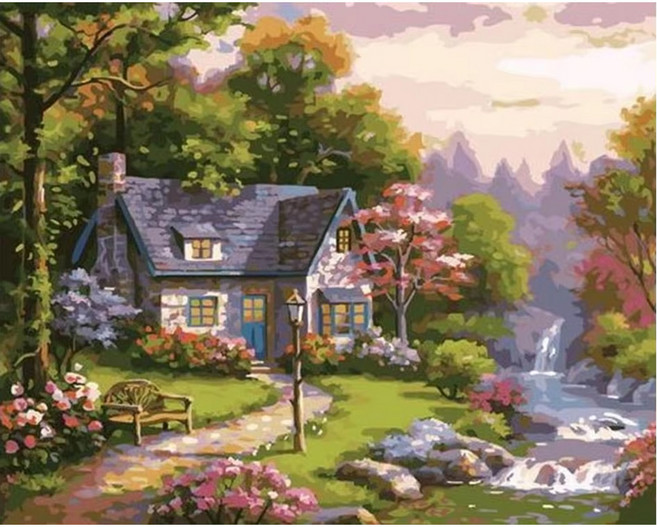 ArtLife 藝術生活 DT076 數字油畫 DIY 50 x 40cm, 山林雅舍, 1組