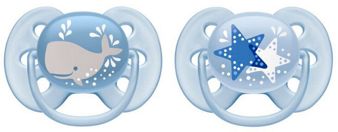 PHILIPS 飛利浦 AVENT 新安怡 柔軟安撫奶嘴2入組, 6~18個月, 藍色, 1組