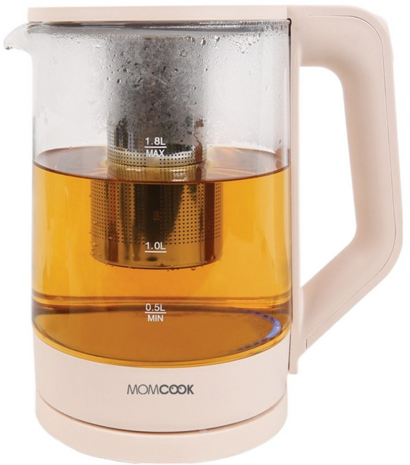 맘쿡 유리 전기 티포트 1.8L, DMK-018G(핑크)
