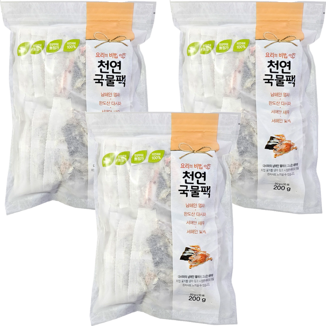 해심 꽃게 천연국물팩, 200g, 3개