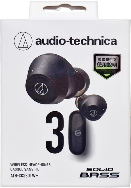 audio-technica 鐵三角 真無線耳機 原廠保固, ATH-CKS30TW+, 黑色