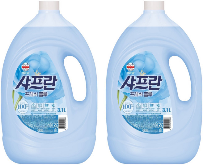 샤프란 섬유유연제 프레쉬 블루 본품, 3.1L, 2개