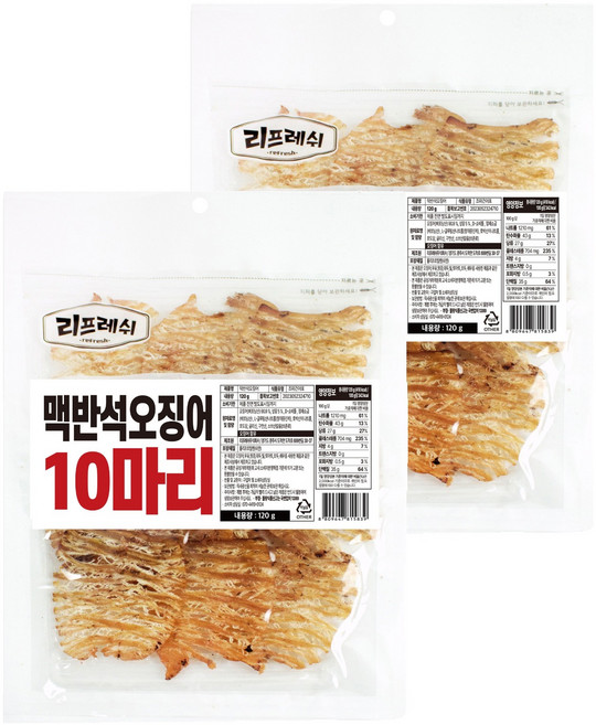 리프레쉬 맥반석오징어 10마리, 2개, 120g