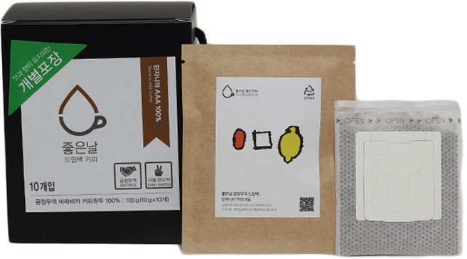 좋은날 공정무역 탄자니아 드립백 커피, 100g, 10개입, 1개