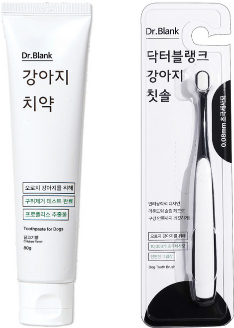 닥터블랭크 강아지 구강관리 치약 닭고기맛 80g + 초미세모 칫솔 세트, 1세트