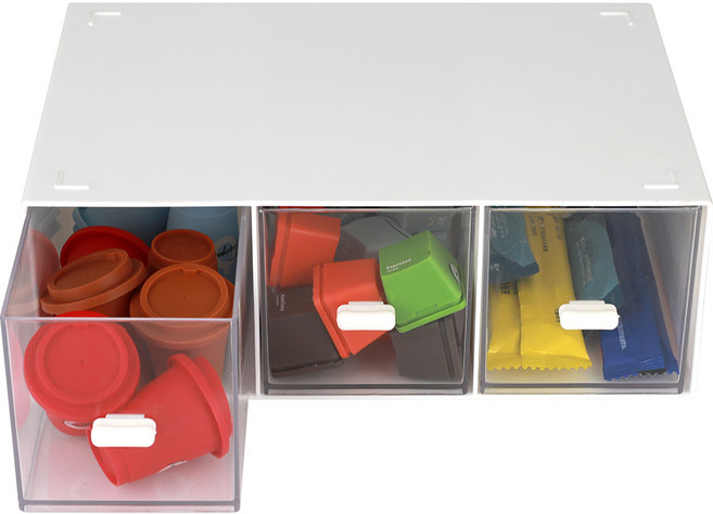 코멧 홈 탁상용 미니 서랍형 수납함 3칸, 화이트, 1개