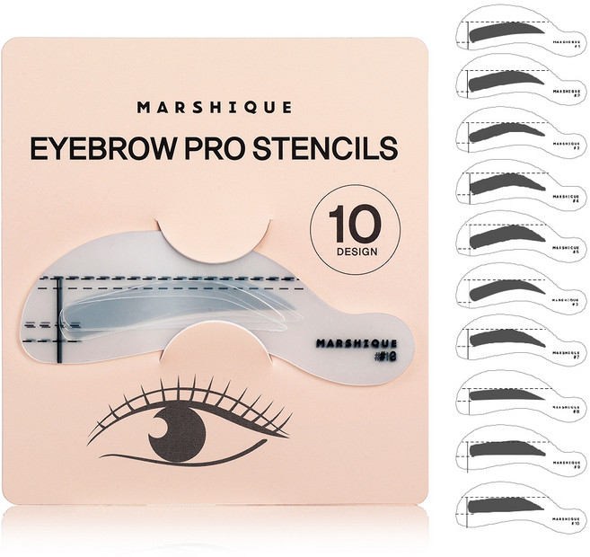 마르시끄 아이브로우 프로 눈썹그리기 가이드 틀 10종, 혼합 색상, 1개