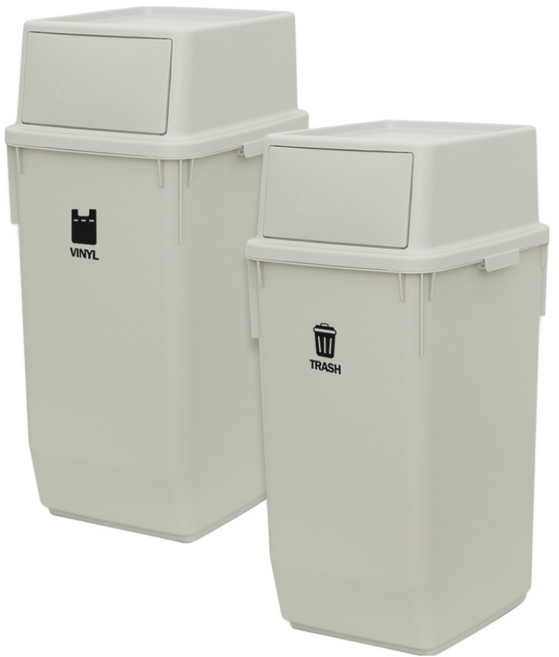 라이피스트 컬러빈 분리수거함 2p, 라이트그레이