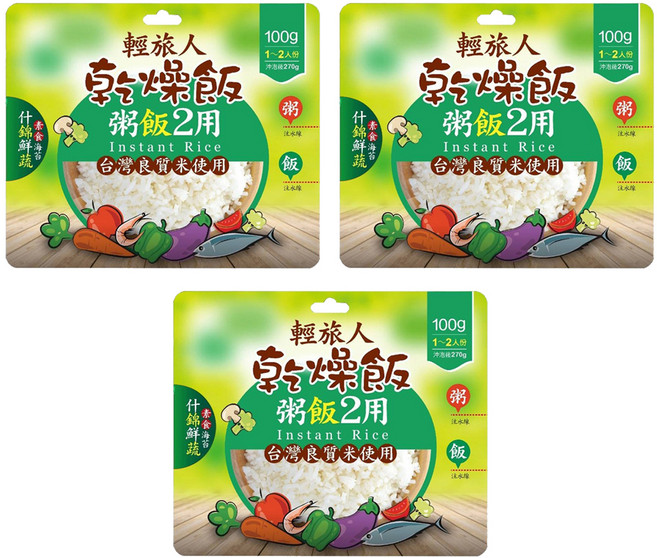 輕旅人 乾燥飯 素食海苔什錦鮮蔬風味, 100g, 3個