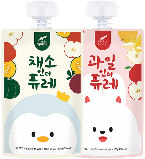 리틀스푼 과일 인더 퓨레 100g + 채소 인더 퓨레 100g 세트, 과일+채소, 1세트