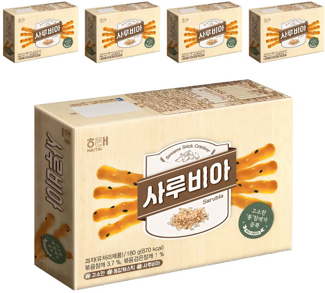 해태제과 사루비아 참깨스틱, 180g, 5개