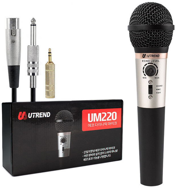 유트렌드 유선 에코 리버브 다이나믹 마이크, UM220, 블랙