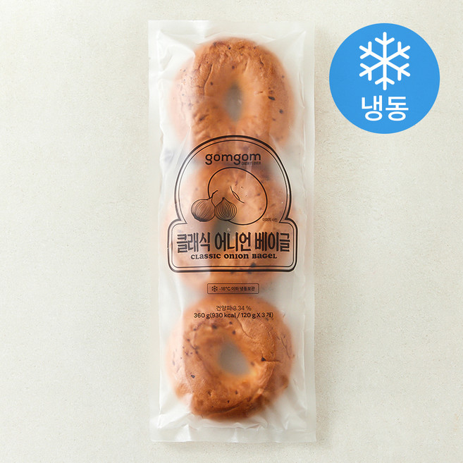 곰곰 어니언 베이글 (냉동), 360g, 1개