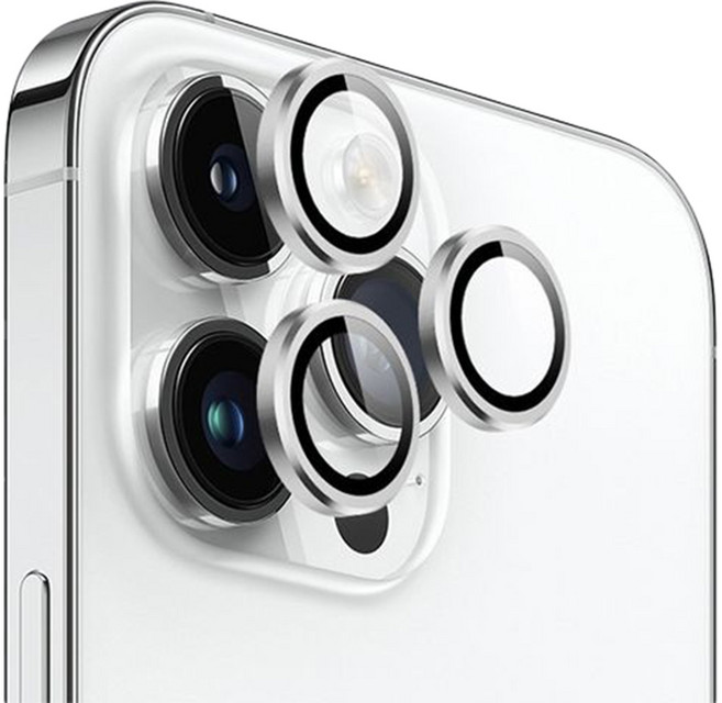 STAR 訊鋒科技 智慧型手機 鏡頭環 鏡頭保護貼 iPhone 14 Pro 航太鋁金屬 高清透明玻璃 9H Anti-Scratch 銀色 15g 1組 工具包：除塵布/除塵貼/酒精棉片