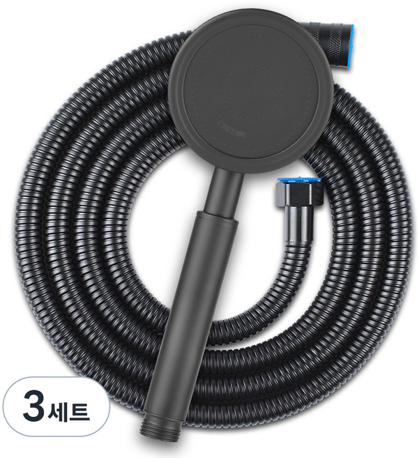 깔꼼샵 304스테인리스 샤워기 헤드 + 샤워기 호스 세트, 3개, 검정색