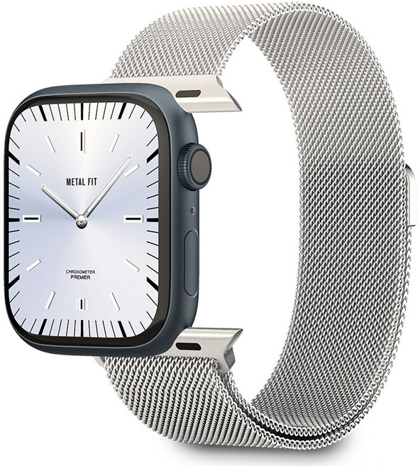 애플워치 밀레니즈 메시 메탈 스트랩 메탈핏, 실버, 1개