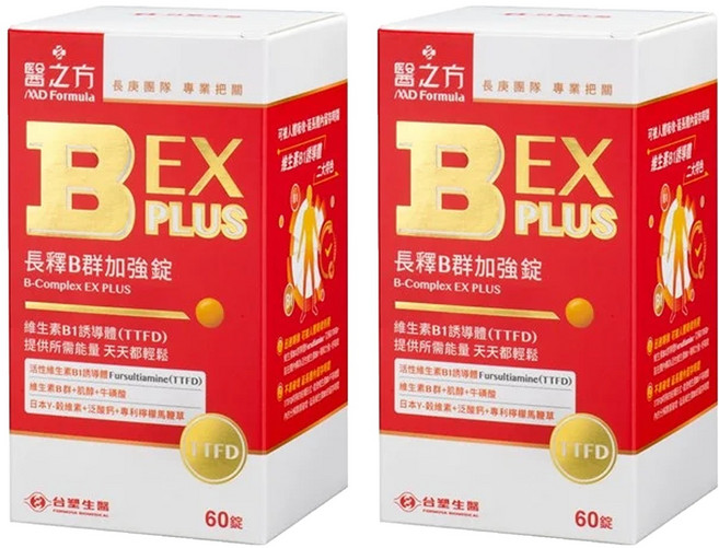 台塑生醫 MD Formula 醫之方 長釋B群EX PLUS加強錠, 60顆, 600mg, 2罐