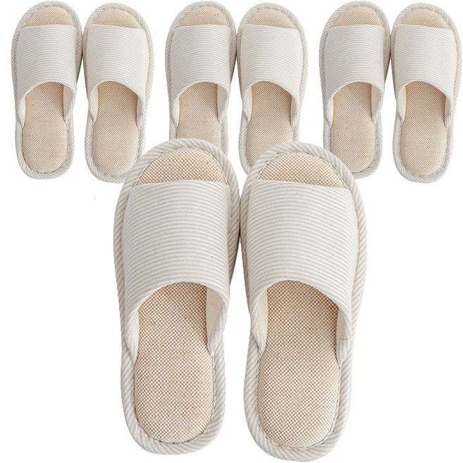 에버하우스 베이직 린넨 스트라이프 거실화, 아이보리, 4개