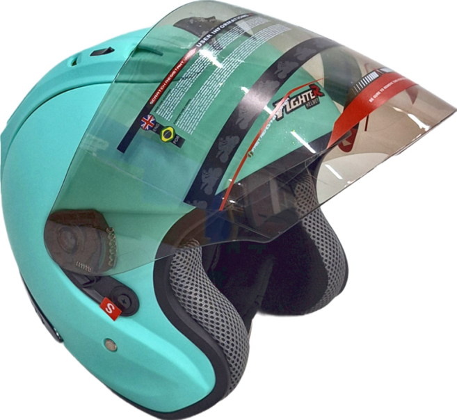 FIGHTER HELMET 普通型露臉式機車防護頭盔 含一層護目鏡 R3-A6, 消光綠色