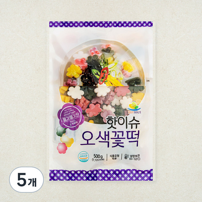 핫이슈 오색꽃 떡국떡, 500g, 5개