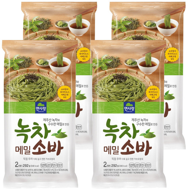 면사랑 녹차 메밀 소바, 292g, 4개