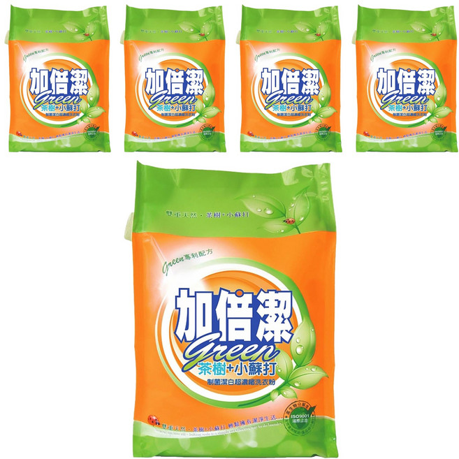 加倍潔 茶樹 + 小蘇打制菌潔白超濃縮洗衣粉, 2kg, 5包