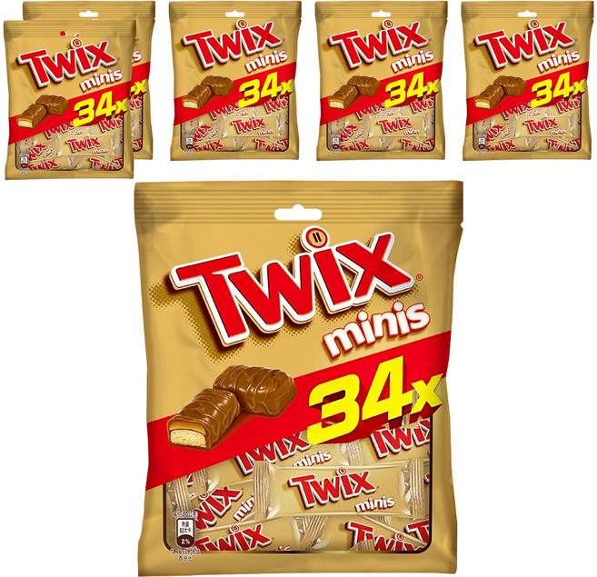 Twix 特趣 迷你焦糖夾心巧克力, 340g, 6袋