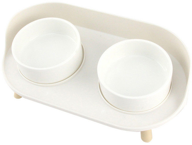 도그아이 반려동물 타이디 테이블 식기 2구세트, 아이보리, 1세트