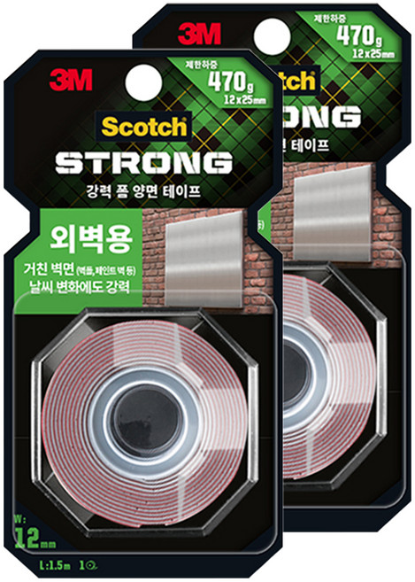 스카치 외벽용 폼 양면테이프 12mm x 1.5m, 2개
