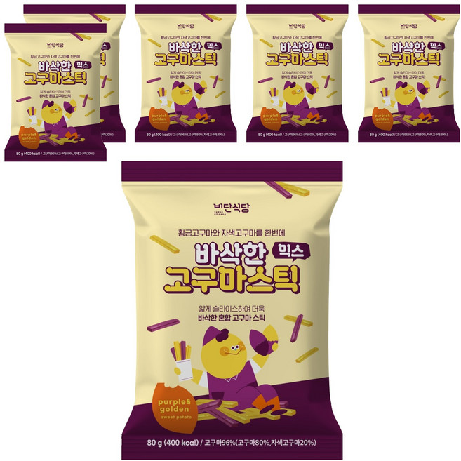 비단식당 바삭한 믹스 고구마 스틱, 80g, 6개
