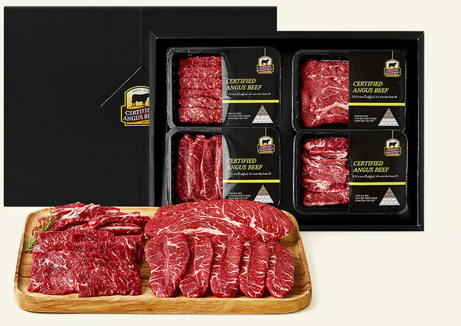 CAB 인증 미국산 살치살 + 부채살 + 갈비살 + 척아이롤 구이 모듬 선물세트 (냉장), 1.2kg, 1세트