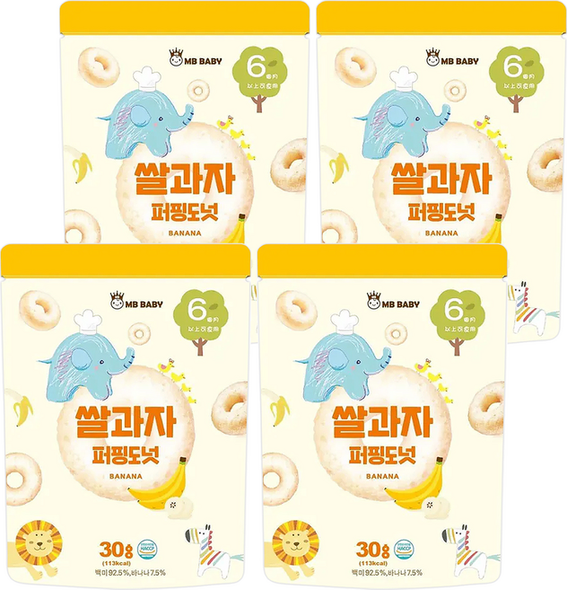 萌寶寶 米泡芙 6個月以上適用, 香蕉, 30g, 4包