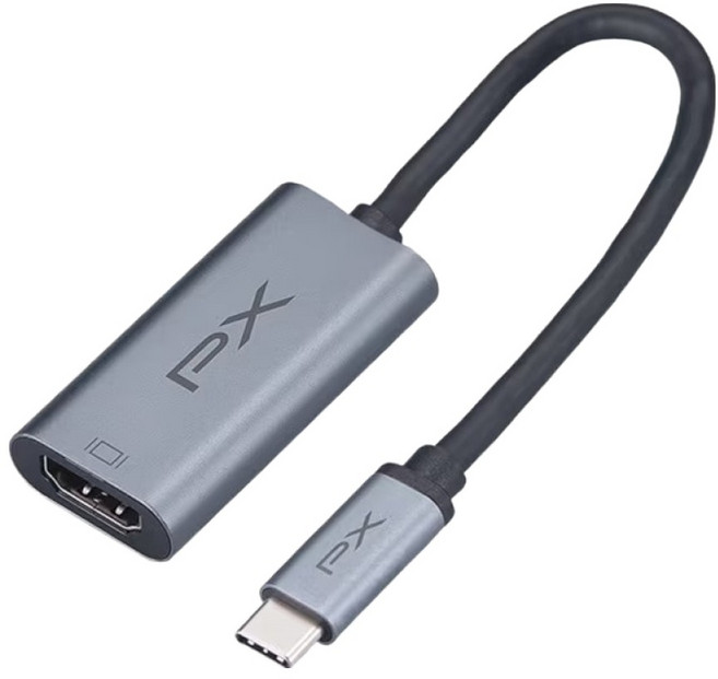 PX 大通 Type-C轉HDMI 高畫質影音轉換器, 15cm, 灰色, 1條