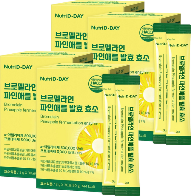 뉴트리디데이 브로멜라인 파인애플 발효 효소, 90g, 4개