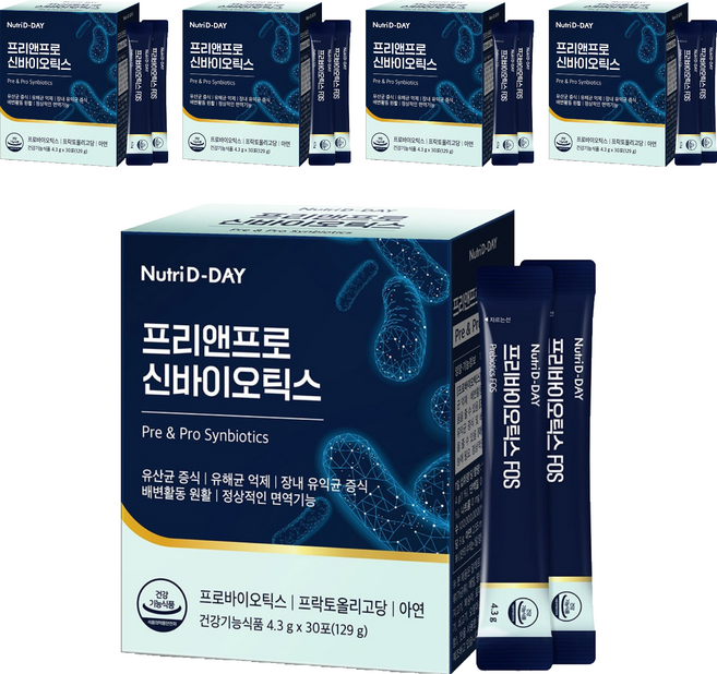 뉴트리디데이 프리앤프로 신바이오틱스 30p, 129g, 5개