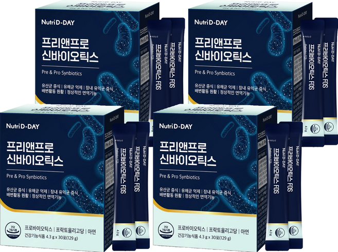 뉴트리디데이 프리앤프로 신바이오틱스 30p, 129g, 4개