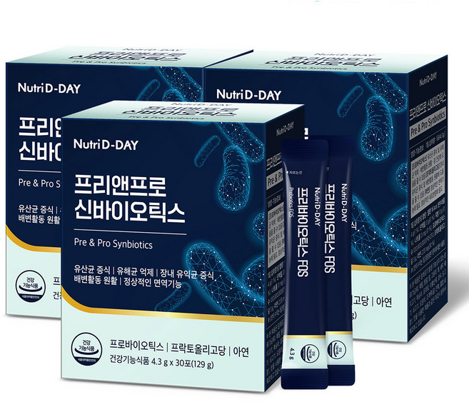 뉴트리디데이 프리앤프로 신바이오틱스, 129g, 3개
