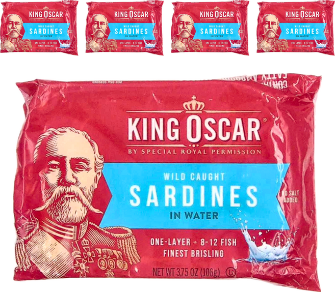 KING OSCAR 迷你沙丁魚 無鹽, 106g, 5個