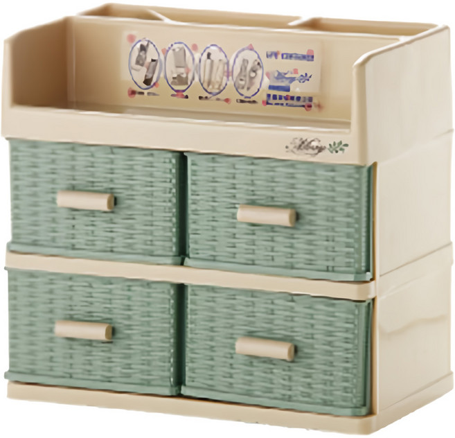 MORY 茂盛 藤木 104收納盒, 米色 + 綠色, 1個
