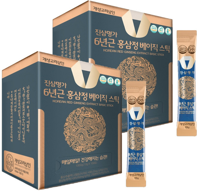 개성고려삼인 진삼명가 6년근 홍삼정 베이직 스틱, 1kg, 2개